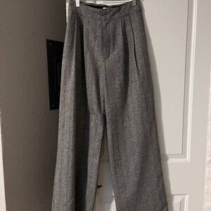 Crescent Wide-leg Pleated Trousers Size S Grey
